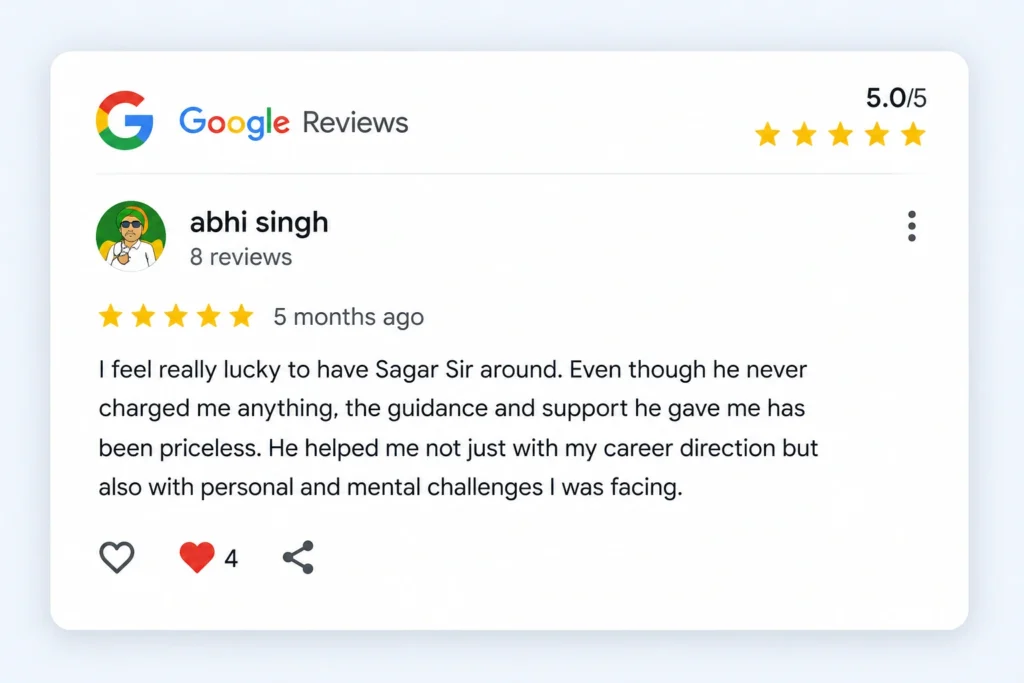 Google Reviews Card with Five-Star Praise